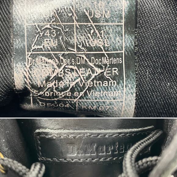 Doc Martens Combs Leather Black Combat Boots 10M/11L 8 Eye - Picture 8 of 10